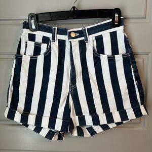 American Apparel Blue & White Stripe Shorts